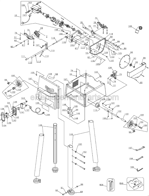 Page A Diagram and Parts List for FS2500TS Type 1 Black and Decker Table Saw